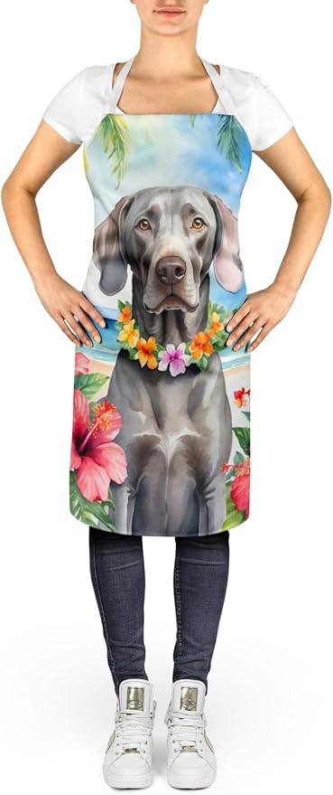 Caroline's Treasures Weimaraner Luau Apron Cooking Kitchen Server Baking Crafts Gardening for Adult Women Men, Unisex, Large, Multicolor