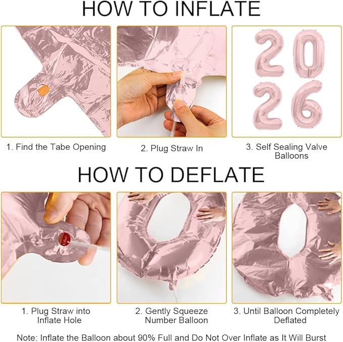 2026 Balloons, 2026 Foil Number Balloons, 40 inch 2026 Balloons New Year, Large Rose Gold 2026 Mylar Balloons for 2026 New Years Eve Party Supplies Festival Birthday Anniversary Graduation Decorations