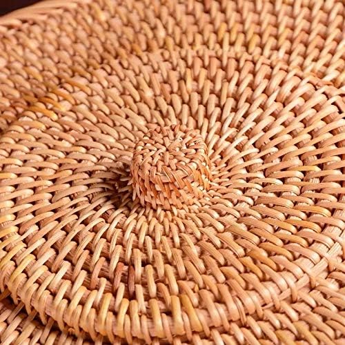 Hand-woven Basket Primary Colours Simple retro Rattan Storage Boxes with lids Jewelry Tea set Storage Boxes Household items (large)