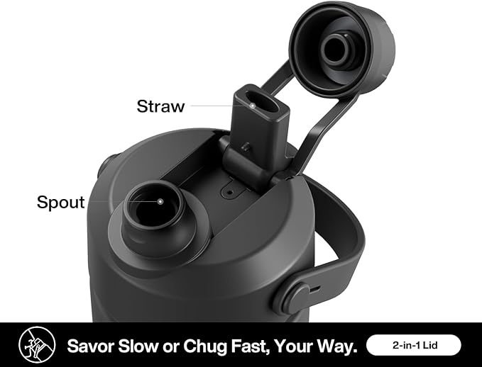 POWCAN 26 oz Insulated Water Bottle with 2-in-1 Straw and Spout Lid, Keep Cold 24H, Leak-Proof, Fits in Car Cup Holder, Stainless Steel Water Bottle for Sports, Travel, Gym, Gift, and School (Ace)