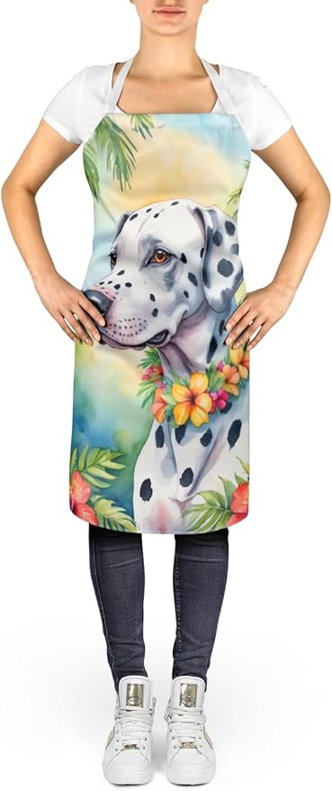 Caroline's Treasures Dalmatian Luau Apron Cooking Kitchen Server Baking Crafts Gardening for Adult Women Men, Unisex, Large, Multicolor