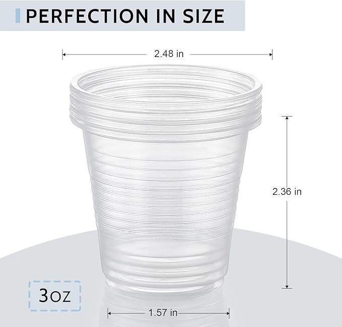AOZITA 160 Pack 3 oz Clear Plastic Mouthwash Cups - Small Disposable Bathroom Cups for Rinse, Bath, Shot, Drinking, and Washing