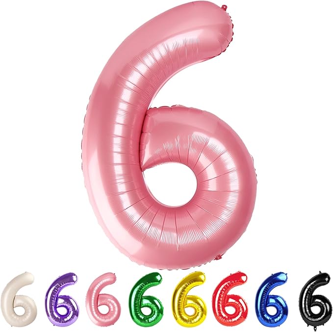Number 6 Balloons Pearl Pink Party Decorations for Girl Boys, 40 In Big 6th Balloons for Engagement, Wedding, Celebration Party, Graduations, Photo Shoot