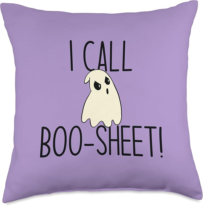 I Call Boo-Sheet! Funny Halloween Angry Ghost Meme Throw Pillow