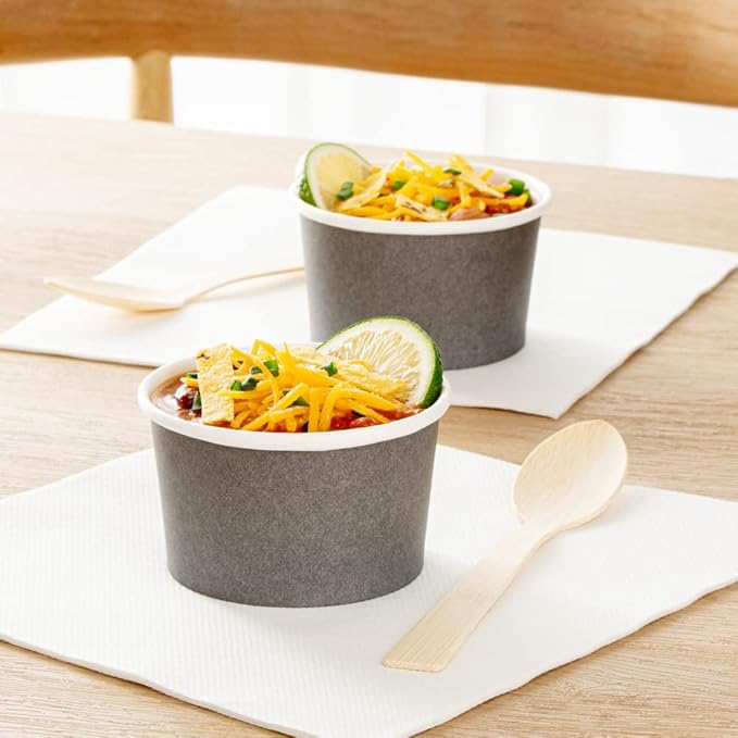 Coppetta 5-Ounce Dessert Cups, 50 Disposable Ice Cream Cups - Lids Sold Separately, Sturdy, Gray Paper Frozen Yogurt Bowls, For Hot And Cold Foods, Perfect For Gelato Or Mousse - Restaurantware