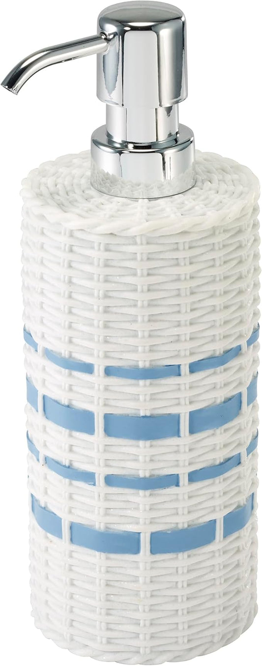 Izod – Lotion Pump, Hand-Painted Resin with Woven Wicker-Inspired Design, Soap or Lotion Dispenser for Bathroom, Kitchen or Vanity (Savannah)