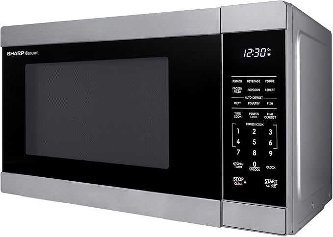 SHARP Countertop Microwave Oven with Removable 12.4" Carousel Turntable, 1000 Watt, 1.1 Cubic Feet, Stainless Steel