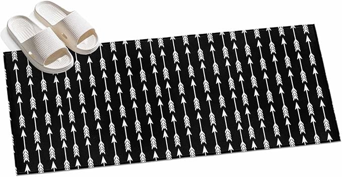 Runner Rug for Bedroom Hallway, Tribal Style Arrows Pattern Kitchen Runner Rugs Area Rug 2x6ft, Black Background Washable Soft Floor Carpet for Entryway Stair