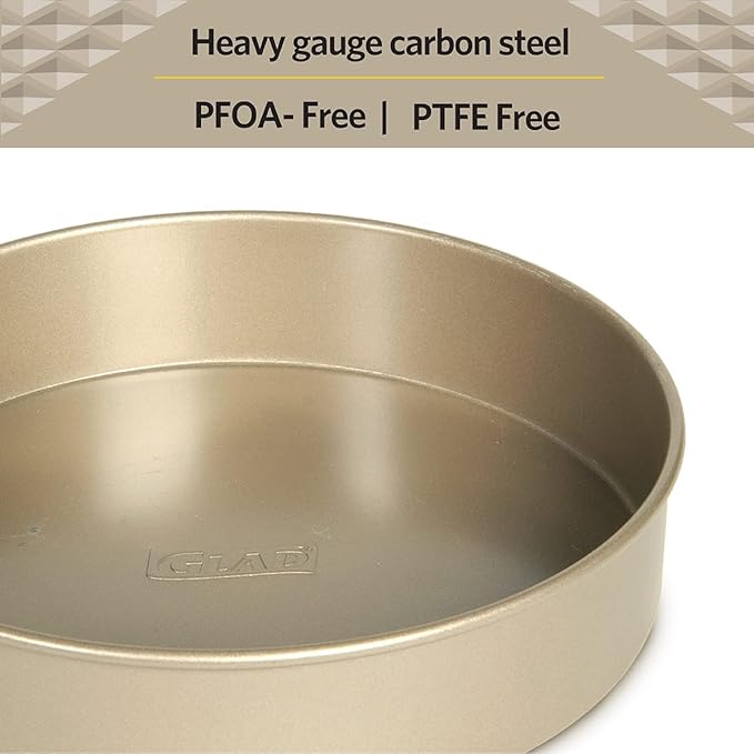 Glad Round Baking Pan Nonstick - Heavy Duty Metal Bakeware for Cakes and Desserts, 9.6 inches