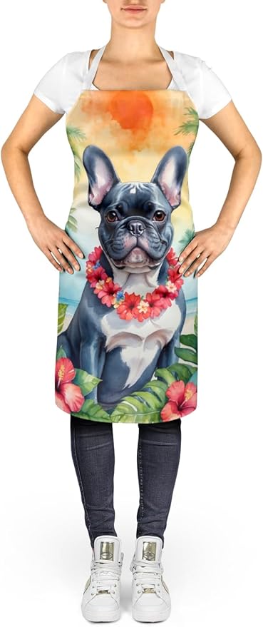 Caroline's Treasures French Bulldog Luau Apron Cooking Kitchen Server Baking Crafts Gardening for Adult Women Men, Unisex, Large, Multicolor