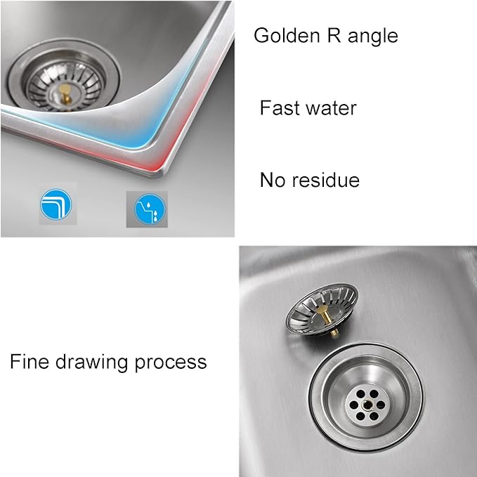 Movable Stainless Steel Kitchen Sink, For Washing Hands, Commercial Restaurant Utility Fish Cleaning Table, Kitchen Sink For Restaurant, Bar, Laundry, Garage, Backya,With Faucet-48*35*15cm