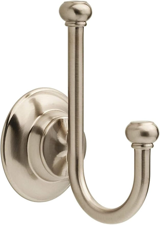 Delta Porter (1-Pack) Towel Hooks SpotShield Brushed Nickel Double J, Wall Mounted, Robes Holder Bathroom Accessories PTR35-BN