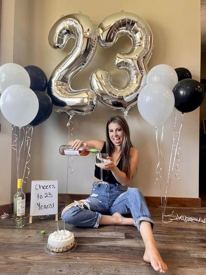 Numbers 3 Balloons Silver Party Decorations for Girl Boys, 40 In Big Three Balloons for Engagement, Wedding, Celebration Party, Graduations, Photo Shoot