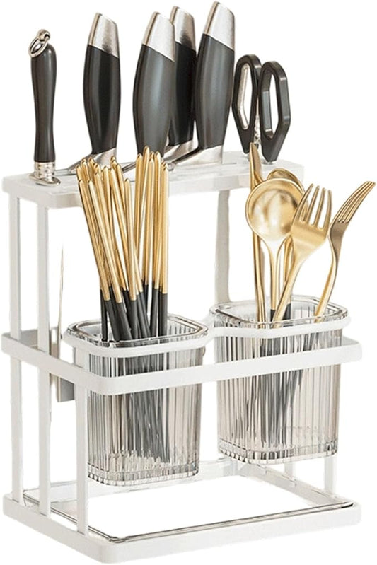 Wall Mounted Kitchen Storage Organizers Featuring Spoon Holder Chopstick Case and Cutting Board Rack for Space Saving