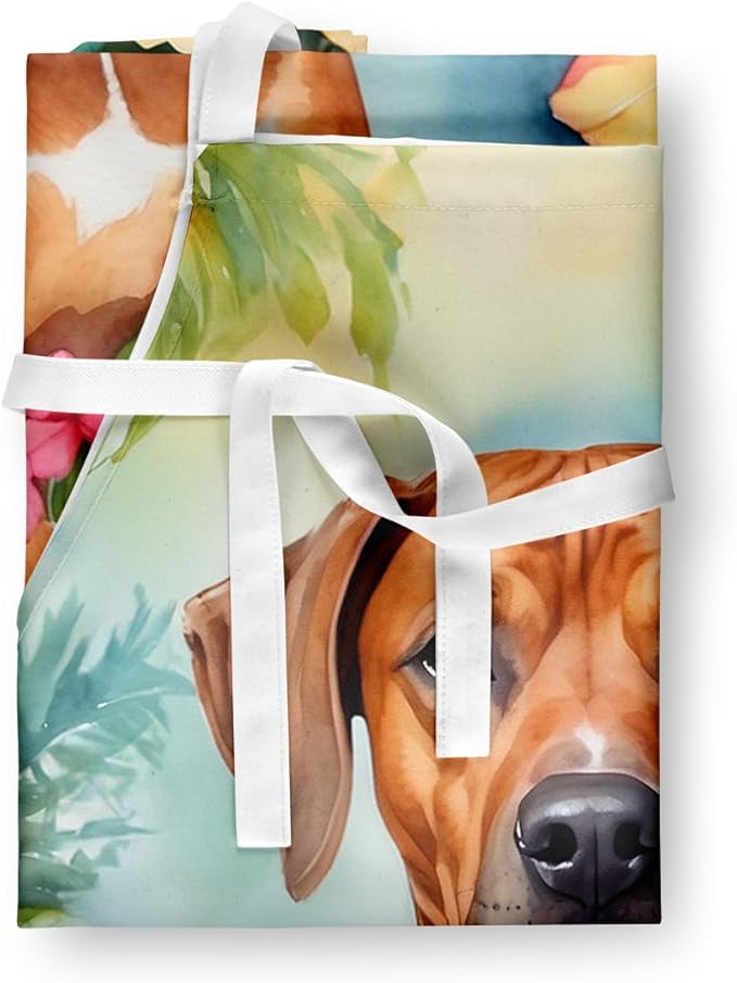 Caroline's Treasures Rhodesian Ridgeback Luau Apron Cooking Kitchen Server Baking Crafts Gardening for Adult Women Men, Unisex, Large, Multicolor