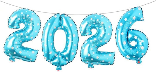 16 Inch 2026 Balloons Number 2026 Foil Balloons for New Years Eve Party Supplies Anniversary Party Graduation Decorations Home Office Decoration (2026 Blue Star)
