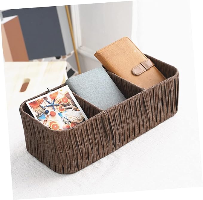 Capacity Woven Organizing Basket Woven Box for Desktop Decorative Storage