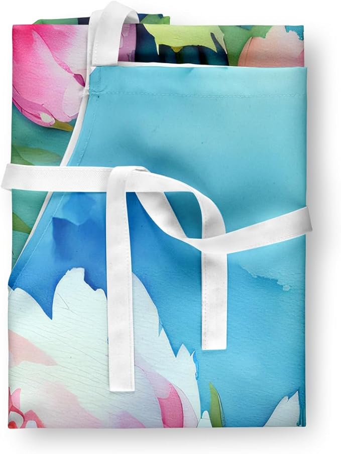 Caroline's Treasures Peonies in Watercolor Apron Cooking Kitchen Server Baking Crafts Gardening for Adult Women Men, Unisex, Large, Multicolor