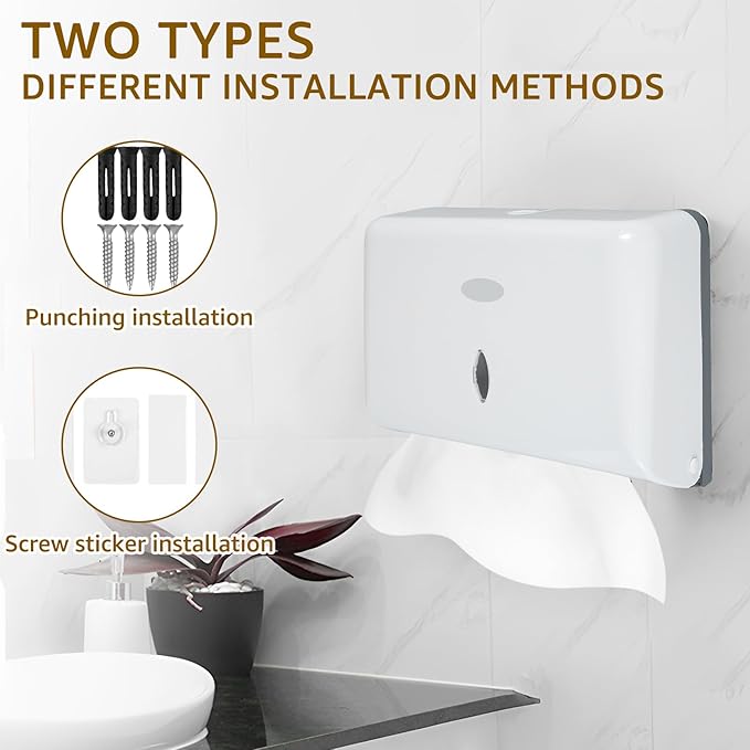 Paper Towel Dispenser, Wall Mount Commercial Toilet Tissue Dispenser, C-Fold/Multifold Paper Towel Holder, White