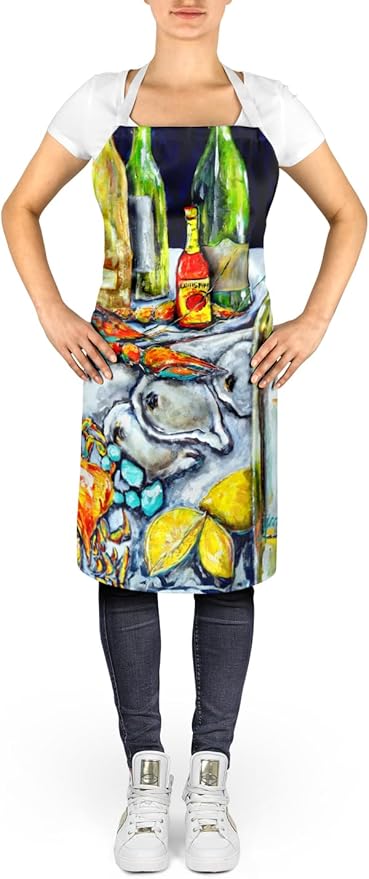 Caroline's Treasures Sit A Spell Seafood Dinner Apron Cooking Kitchen Server Baking Crafts Gardening for Adult Women Men, Unisex, Large, Multicolor