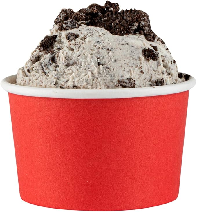 Coppetta 3-Ounce Dessert Cups, 200 Disposable Ice Cream Cups - Lids Sold Separately, Heavy-Duty, Red Paper Frozen Yogurt Bowls, For Hot And Cold Foods, Perfect For Gelato Or Mousse - Restaurantware