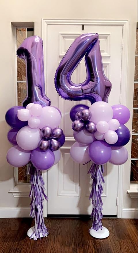40 Inch Party Decoration, Glamorous 40th Birthday Party Decorations for Women Men, Purple Big Number Balloon for Wedding Anniversaries Decoration