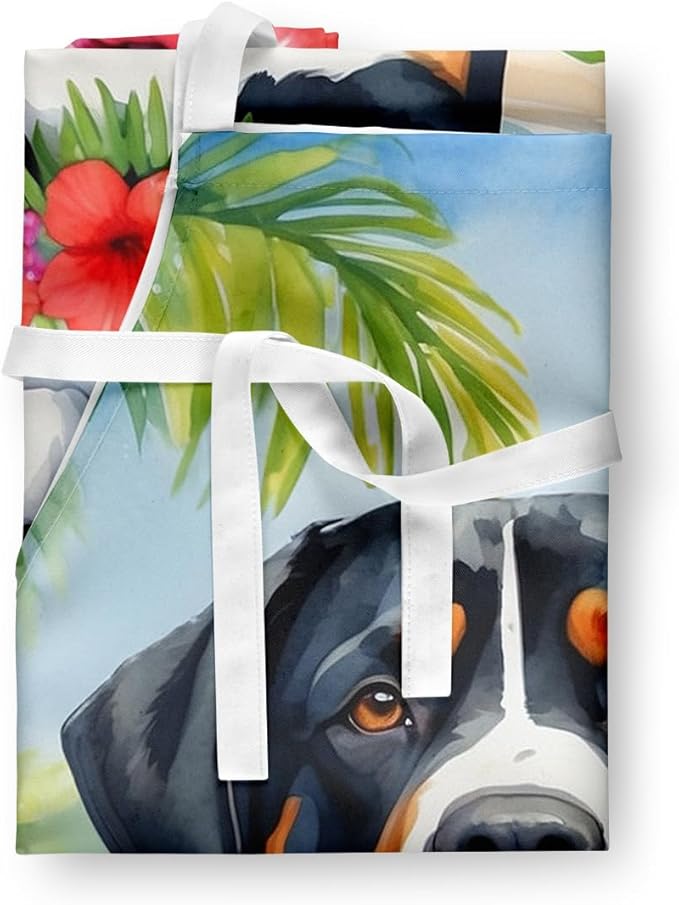 Caroline's Treasures Greater Swiss Mountain Dog Luau Apron Cooking Kitchen Server Baking Crafts Gardening for Adult Women Men, Unisex, Large, Multicolor
