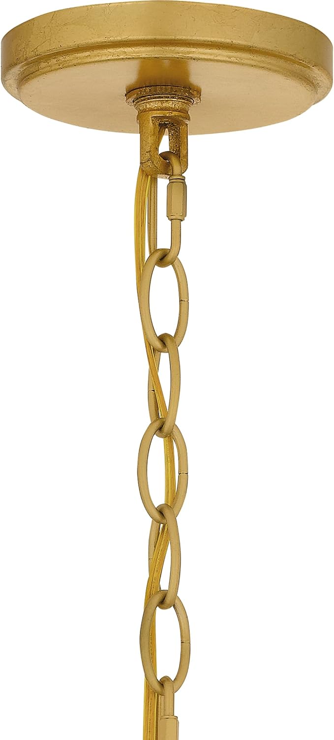Quoizel Maria 6-Light Gold Leaf Chandelier with Nature-Inspired Leaf Details, Traditional Candle-Style Chandelier for Dining Room, Living Room, Kitchen, Bedroom, or Office