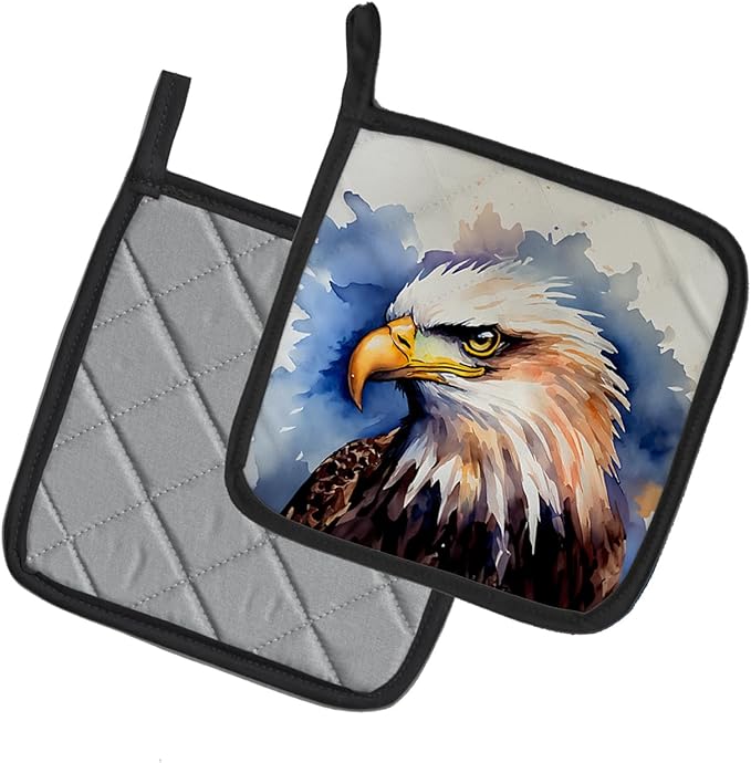 Caroline's Treasures Eagle Pair of Pot Holders Kitchen Heat Resistant Pot Holders Sets Oven Hot Pads for Cooking Baking BBQ, 7 1/2 x 7 1/2