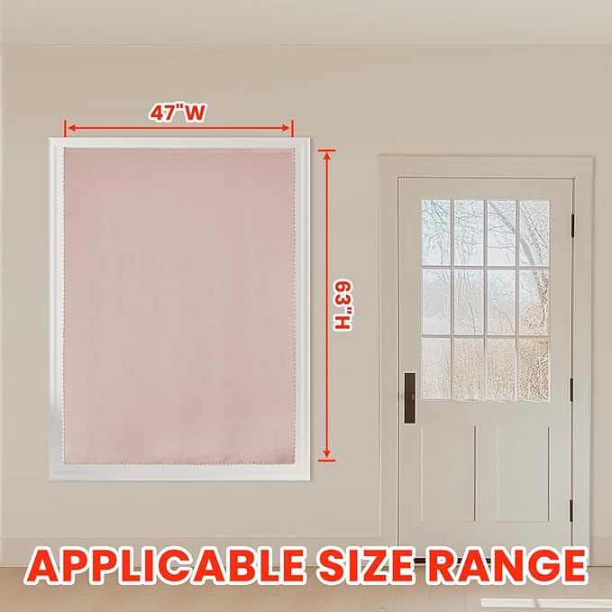 AJAZZ self Adhesive Portable 100% Blackout Curtains Simple and Easy to installBedroom Window Thermal Lnsulated Kitchen Room Darkening Black Small Drapes 1-Pack