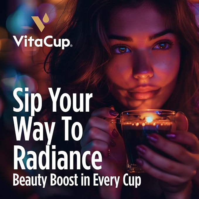 VitaCup Beauty Collagen Coffee Pods for Hair, Skin & Nails, with Biotin & Folate, Medium Dark Roast, Keto Friendly, Single Serve Pod Compatible with Keurig K-Cup Brewers,64 Ct