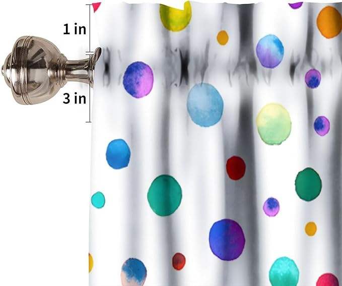 Colorful Polka Dot Valance, Kids Watercolor Circle Color Splash Painting Short Window Drapes for Kitchen Dining Room Bedroom Living Room Nursery, 54x18Inch