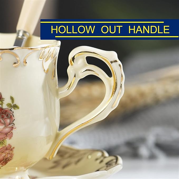 Latte Mug Porcelain Tea Cup Saucer Spoon Set Elegant Light Luxury Espresso Coffee Cups Style Beatiful Gift 250ML/8.5 Ounce for Any Kitchen (Color : 1) (1)