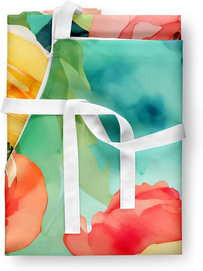 Caroline's Treasures Ranunculus in Watercolor Apron Cooking Kitchen Server Baking Crafts Gardening for Adult Women Men, Unisex, Large, Multicolor