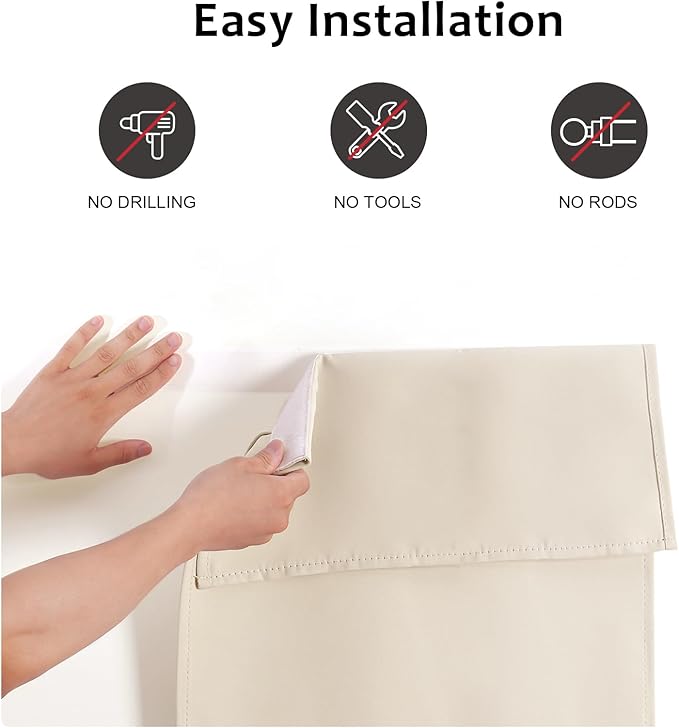 WdFour French Door Curtain - Blackout Thermal Insulated Door & Window Cover for Front/Side Doors - Noise Reducing & Energy Saving - Oatmeal, 34x80 Inches, 1 Panel