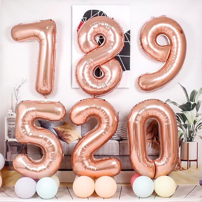 Birthday 9Th Decorations 9 Number Balloons, Happy Birthday Decoration for 9th, Rose Gold Balloon Numbers 40 Inch for Girls Boys Women Men Engagement, Bridal Shower Party