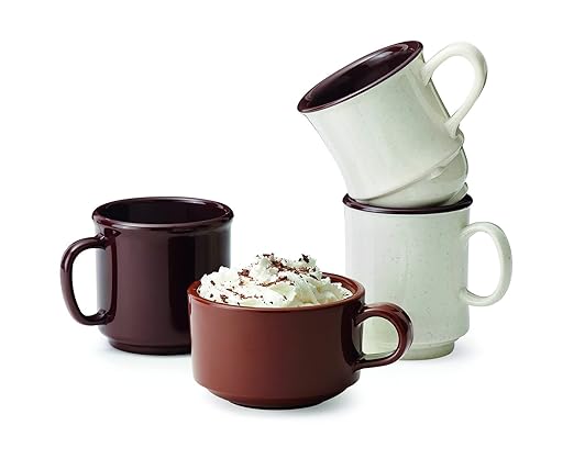 G.E.T. TM-1208-IV Ivory 8 oz. Plastic Stacking Mugs (Pack of 4)