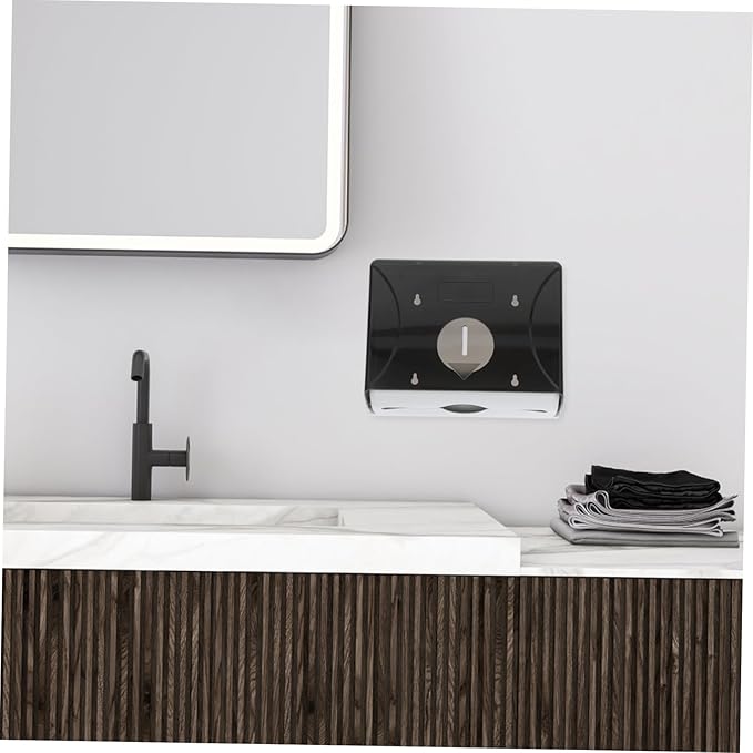 Cabilock Wall Mounted Paper Towel Dispenser Hand Towel Holder for Commercial Use Hotels Bathrooms and Kitchens Stylish Black Design Generous Capacity for Multiple