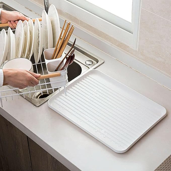 Modern Metal Wire Dish Drainer Kitchen Bowl Plate Holder Rack with Wooden Handle