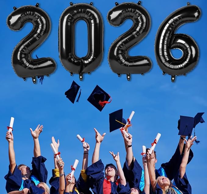 2026 Balloon Number for Happy New Years, Balloon Numbers 40 Inch, Black Balloons for Eve Party Decorations Baby Shower, Big Baloon for 20 26 Birthday Wedding Anniversaries