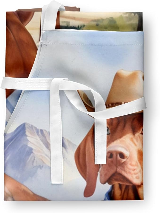 Caroline's Treasures Vizsla Cowboy Welcome Apron Cooking Kitchen Server Baking Crafts Gardening for Adult Women Men, Unisex, Large, Multicolor