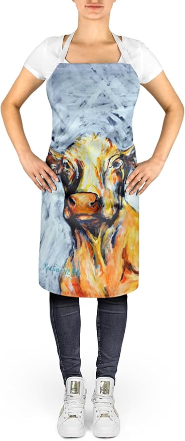 Caroline's Treasures Moo Cow Apron Cooking Kitchen Server Baking Crafts Gardening for Adult Women Men, Unisex, Large, Multicolor