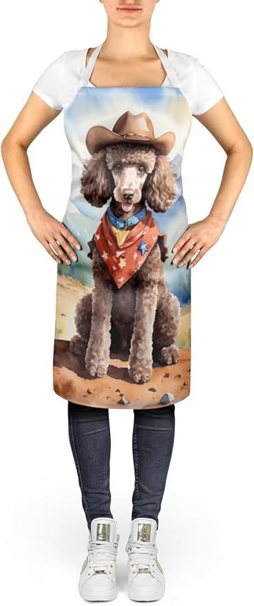 Caroline's Treasures Poodle Cowboy Welcome Apron Cooking Kitchen Server Baking Crafts Gardening for Adult Women Men, Unisex, Large, Multicolor