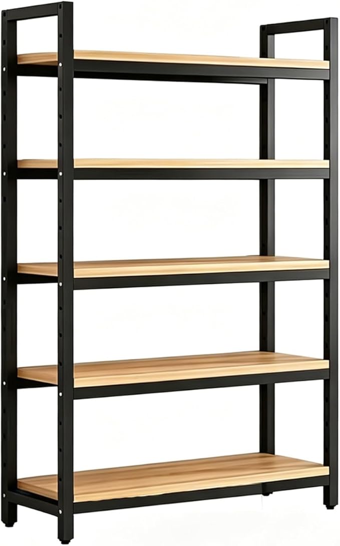 Heavy Duty Metal Gondola Shelving, Reinforced Steel Frame & Sturdy Board, Adjustable Retail Display Rack for Retail, Kitchen & Office Organization(5 Tier 71.7in,140x30cm/55.1x11.8in)