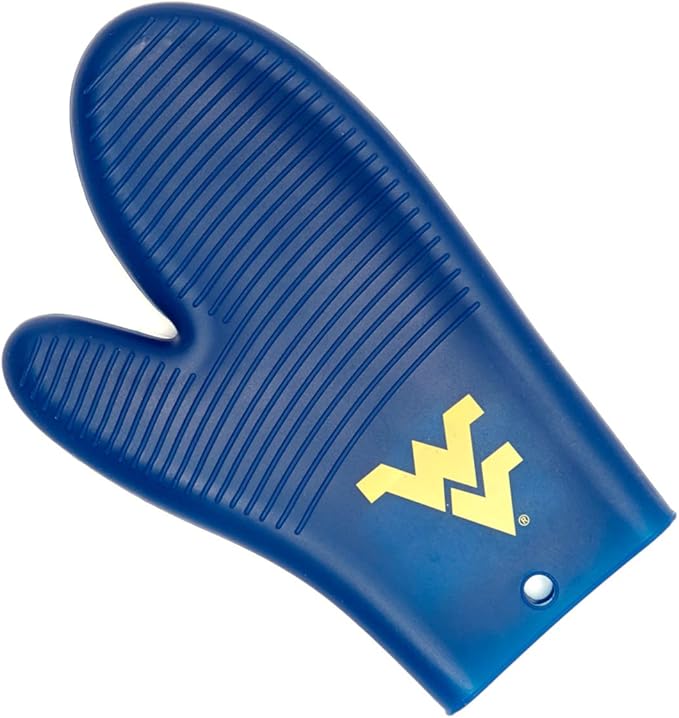 FanPans NCAA WVU Grill Oven Mitt - Silicone, Team Logo, Dishwasher Safe