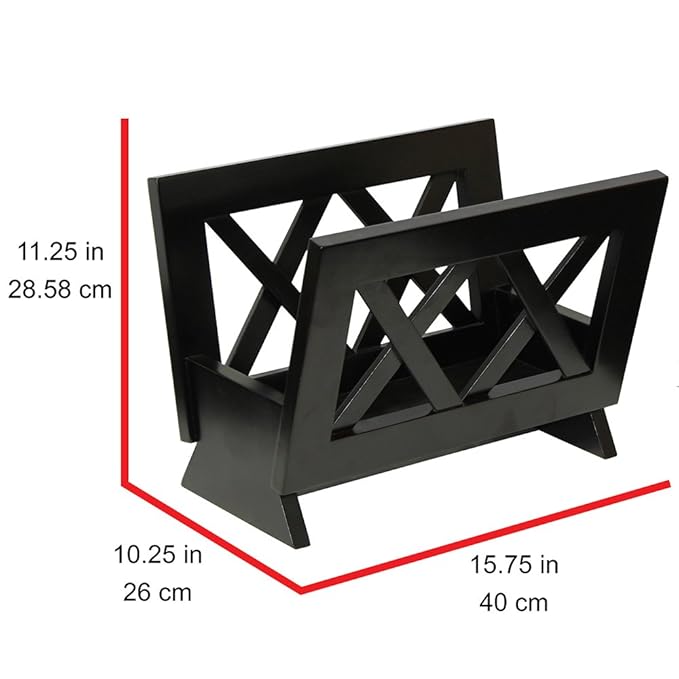 Oceanstar Contemporary Wood Magazine Rack, Black