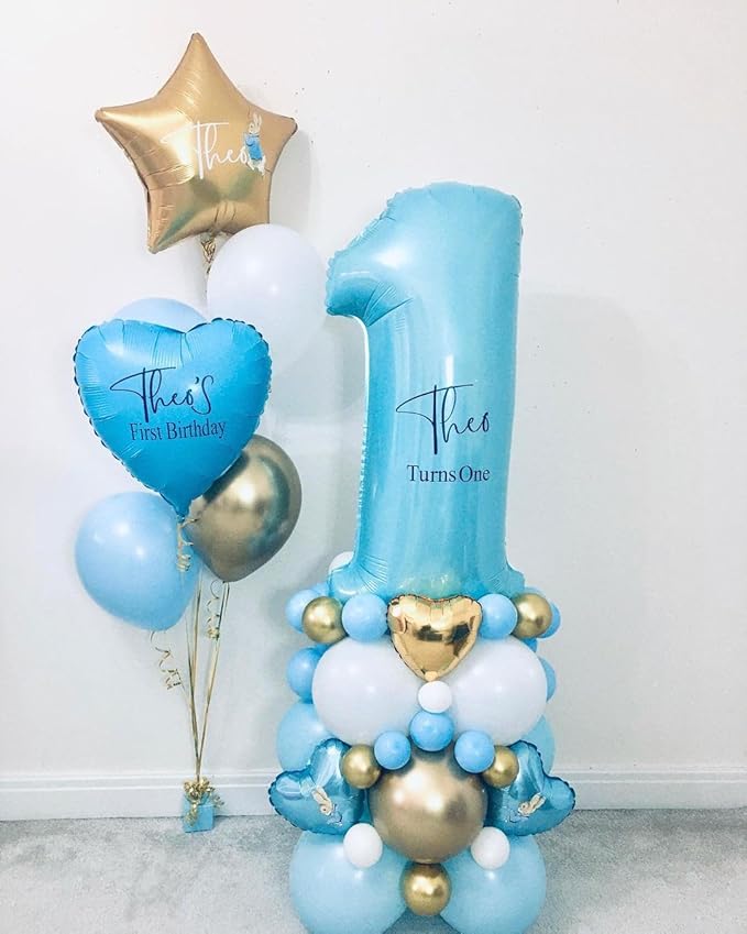 Number Balloons 1, 40 Inch One Balloons for 1st Birthday Girl Boy 1 11 21 Party Decorations Baby Shower Photo Shoot, Pastel Blue 1 Balloon