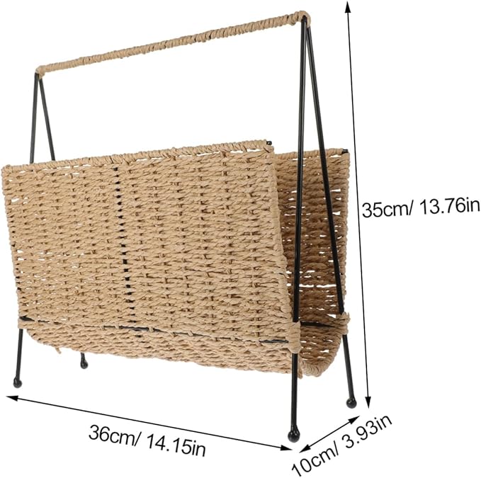 Garneck Hand Woven Storage Basket Rustic Style Snack Holder for Organizing Books and Items Natural Material Compact Design for Home and Storage