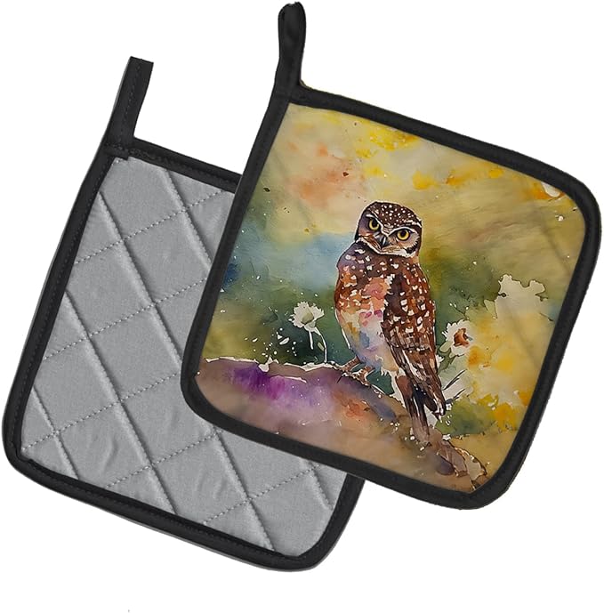 Caroline's Treasures Burrowing Owl Pair of Pot Holders Kitchen Heat Resistant Pot Holders Sets Oven Hot Pads for Cooking Baking BBQ, 7 1/2 x 7 1/2