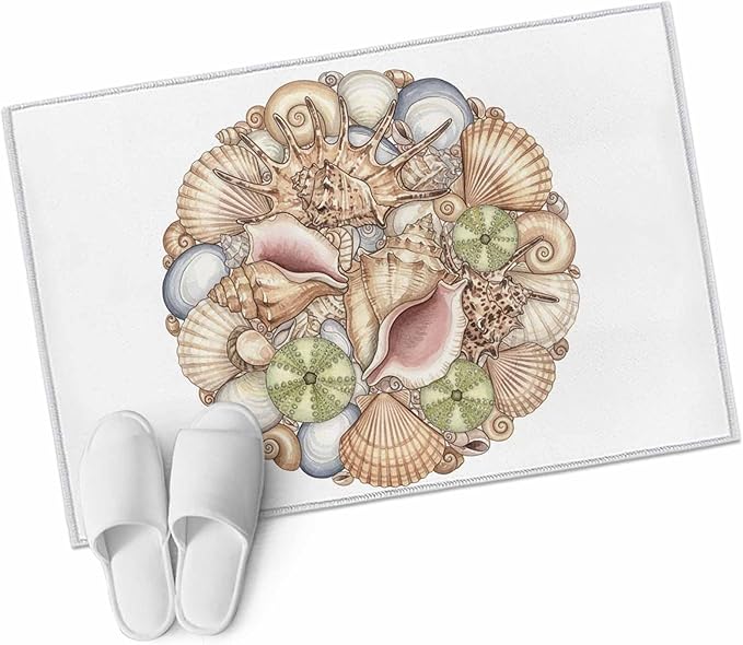 Area Rug 2x3ft, Coastal Colorful Shell Conch Washable Rugs for Living Room Bedroom, Modern Abstract Art Soft Non-Slip Area Rugs Rectangle Floor Carpet for Dining Room